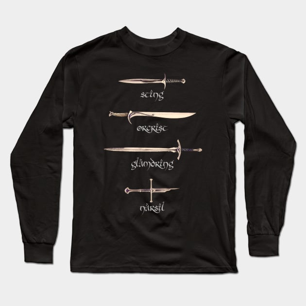 Swords - Sting - Orcrist - Glamdring - Narsil - Fantasy Long Sleeve T-Shirt by Fenay-Designs